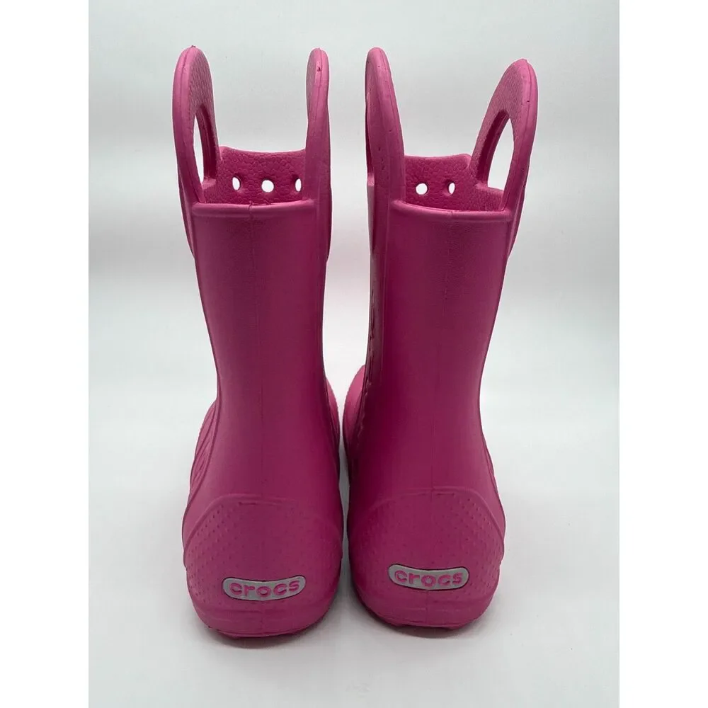 Crocs Handle It Rain Boots Solid Pink Magenta Youth J1